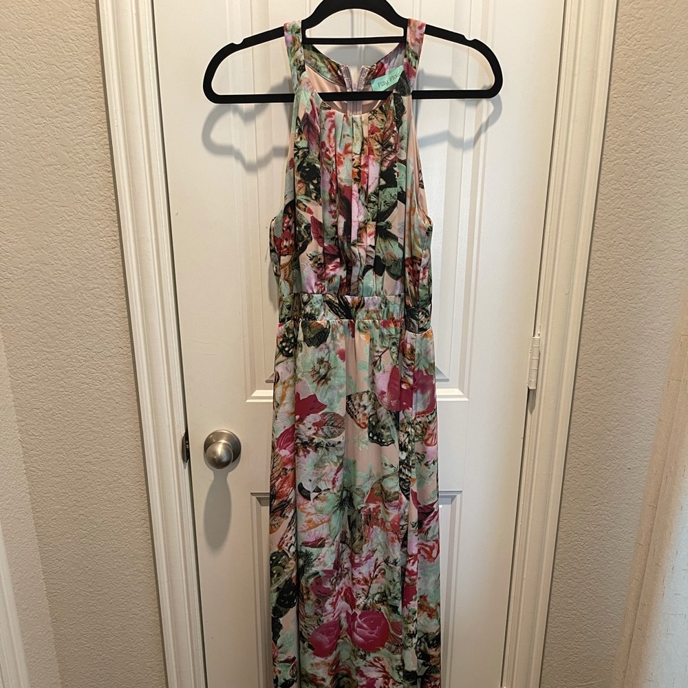 Floral and butterfly print maxi